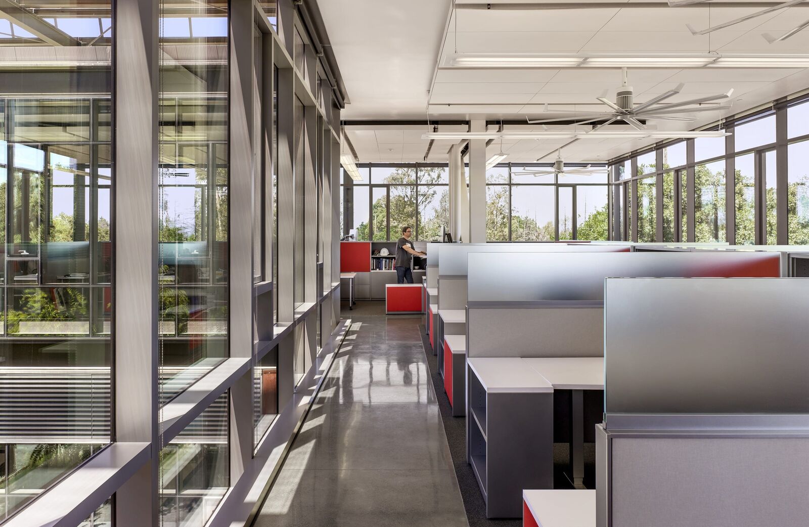 Booths in the classroom area. 
