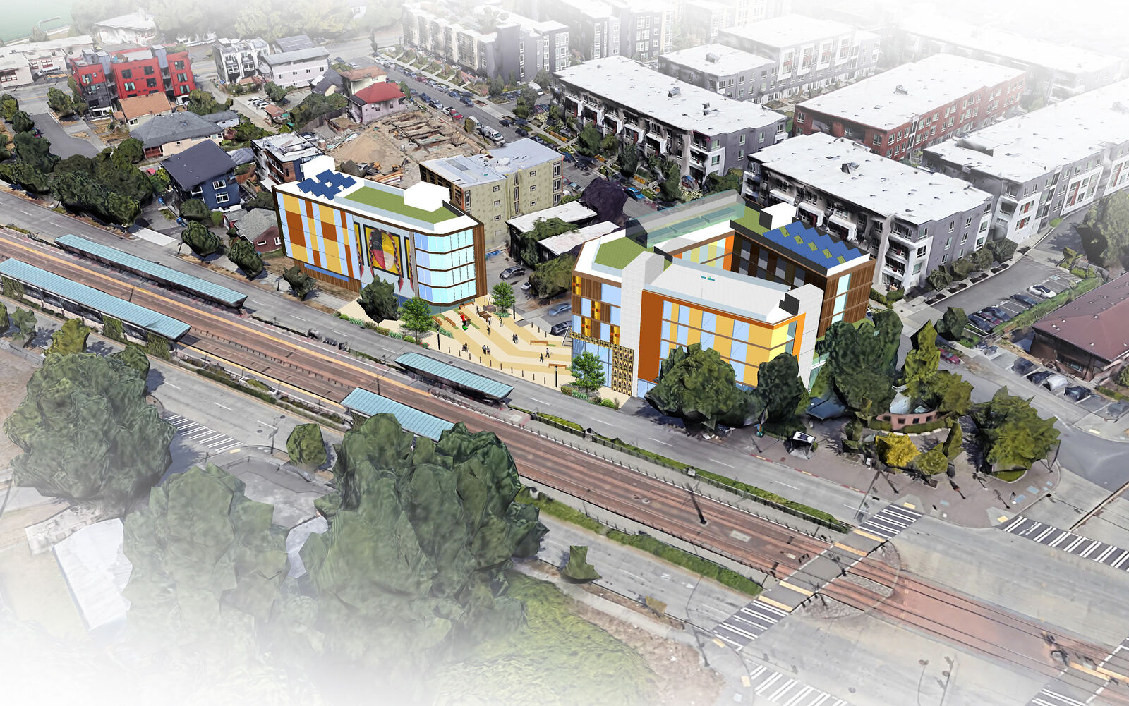 Aerial rendering of Youth Achievement Center 