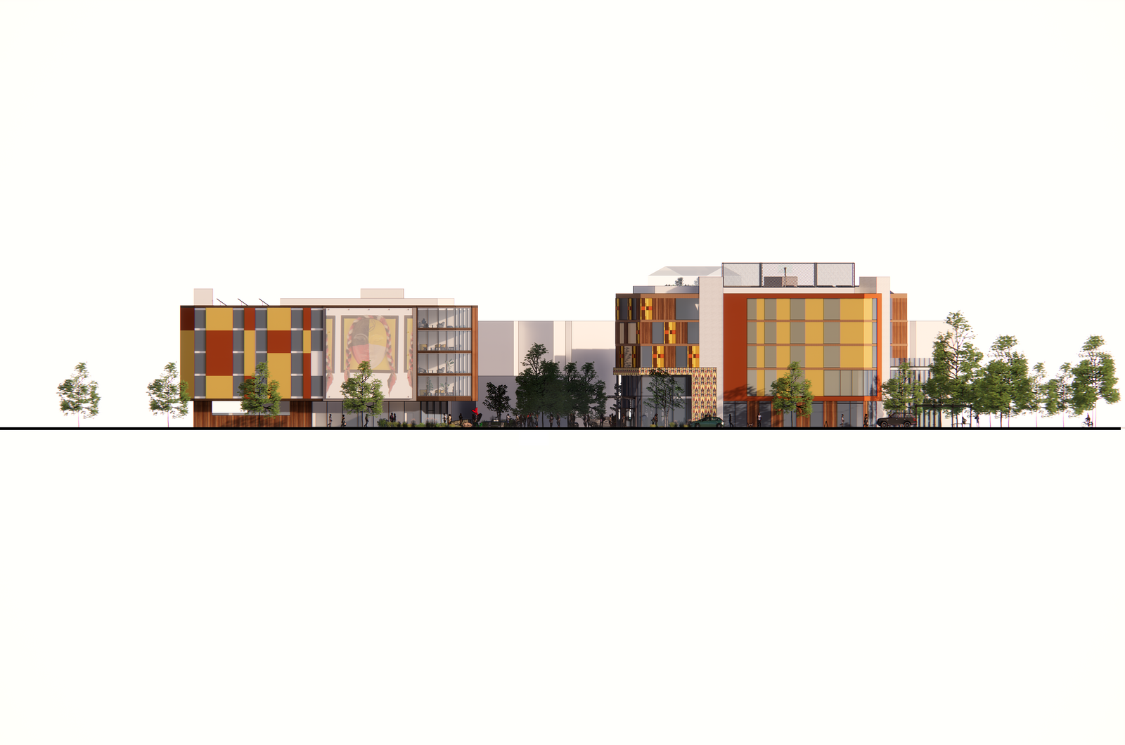 Rendering of the western elevation for the Youth Achievement Center