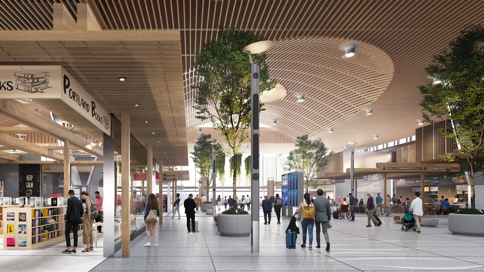 renderings of the interior of PDX airport 