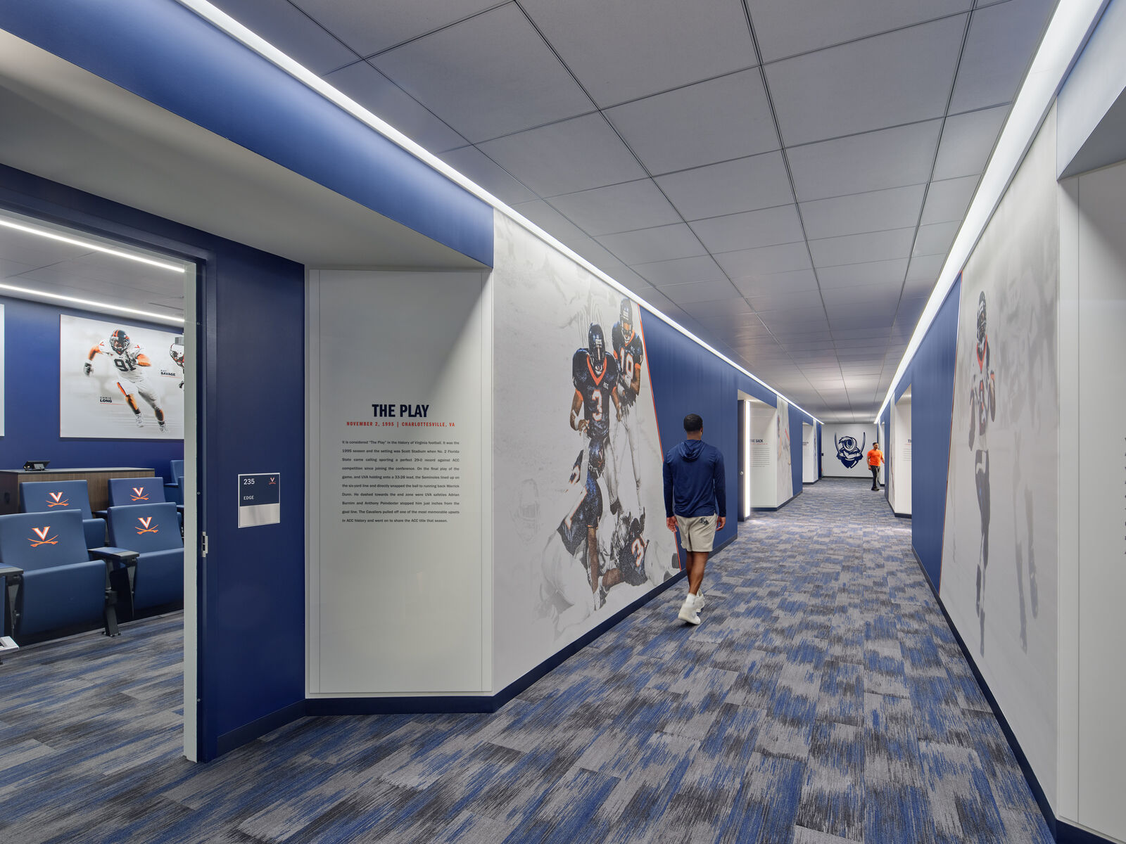 Throughout the facility, displays highlighting notable alumni and iconic plays chronicle the program’s greatest achievements and offer a poignant reminder of its origins.  