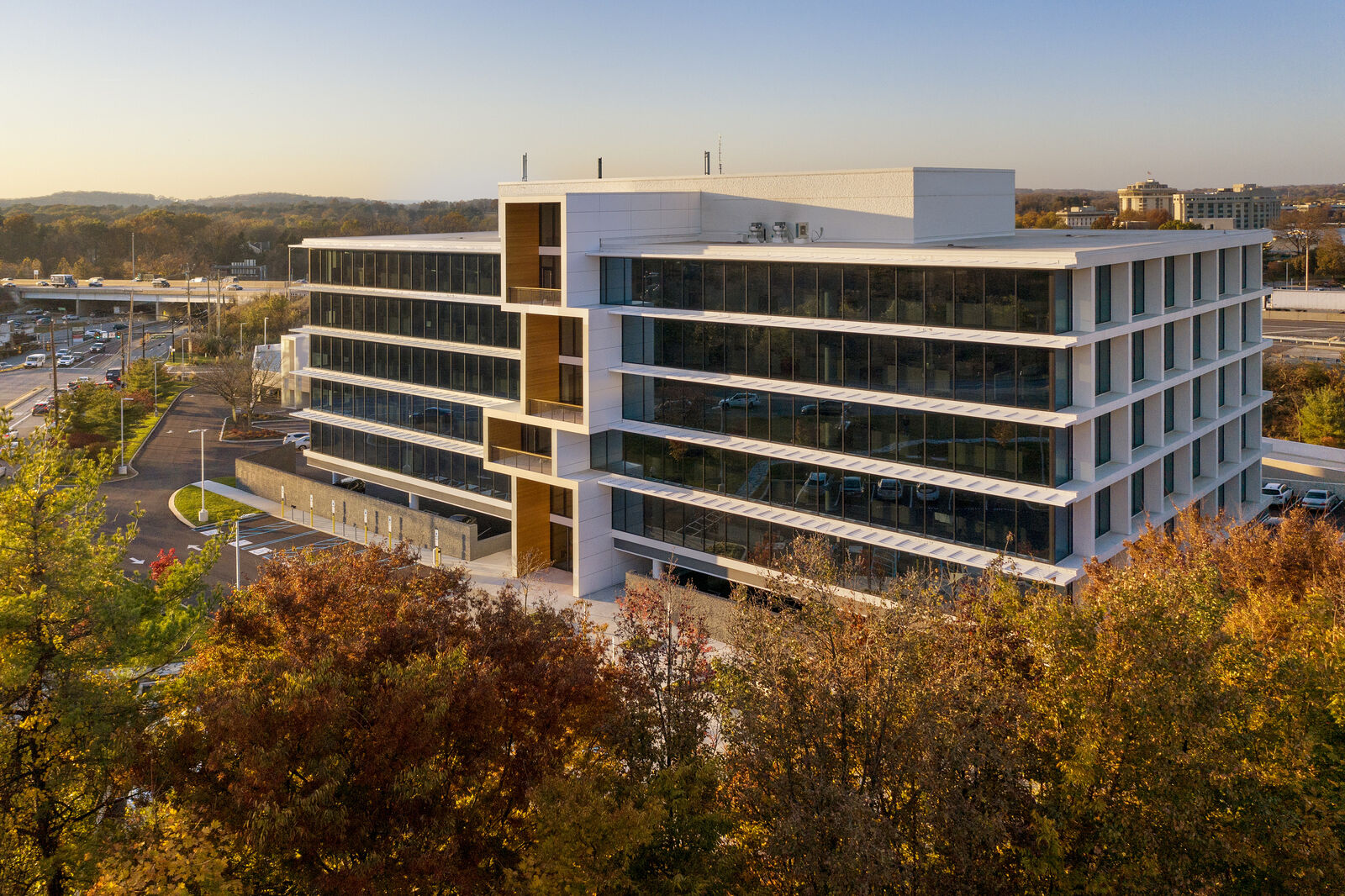 Aerial view of the entire building 