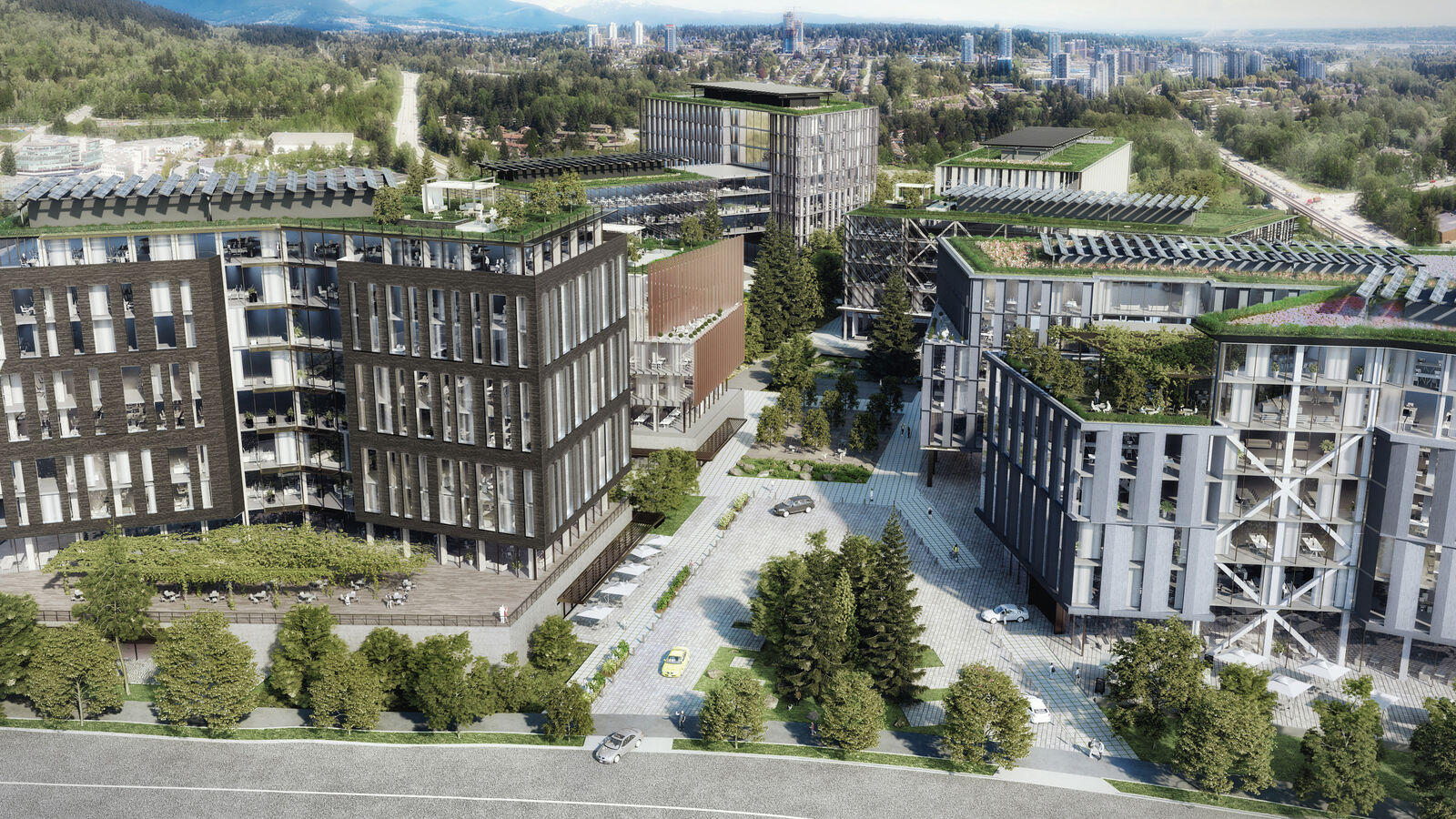 Aerial view of the buildings