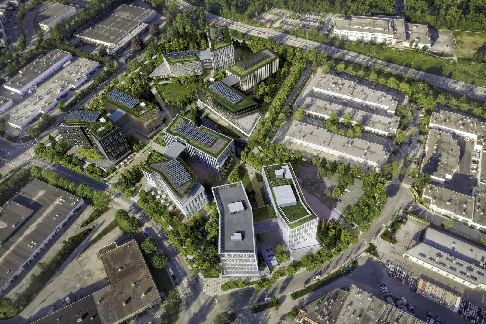 Aerial view of the site showing topography and landscape