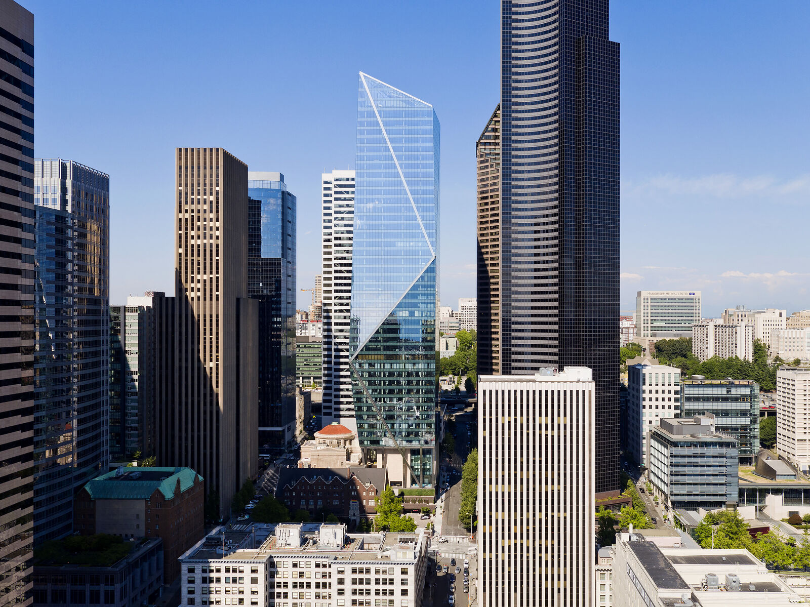 Photo of downtown Seattle showing F5 Tower among other high-rise buildings